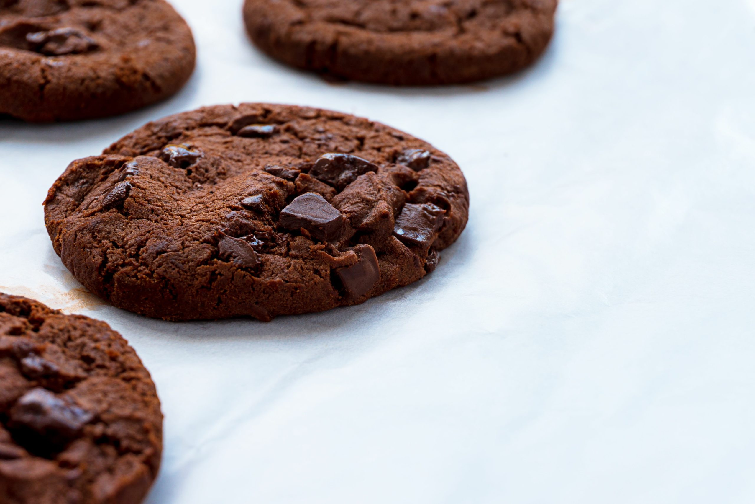 Close up of dark chocolate cookies