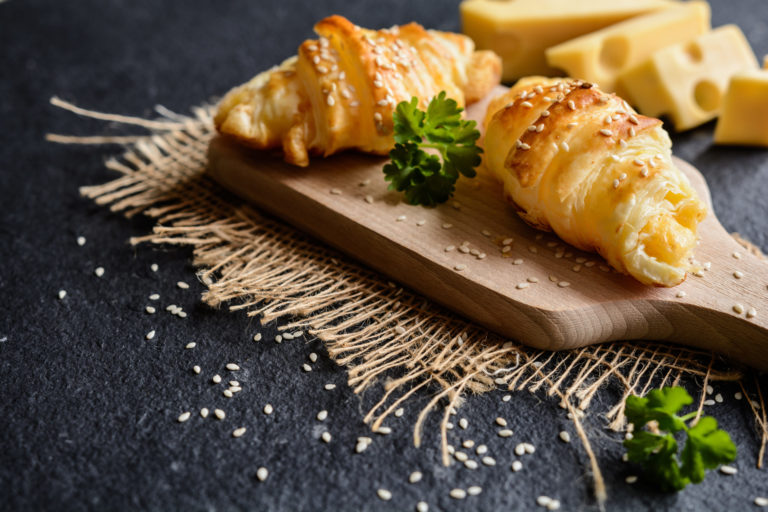 Savory croissants stuffed with cheese