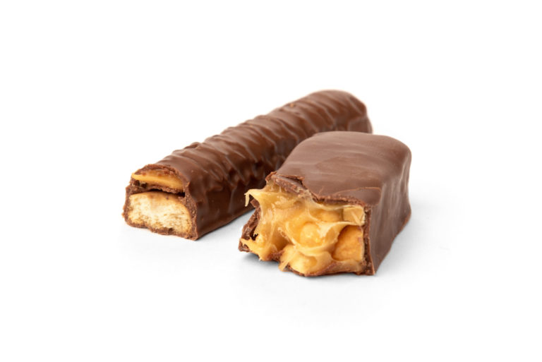 Shortbread stick with caramel and chocolate coating