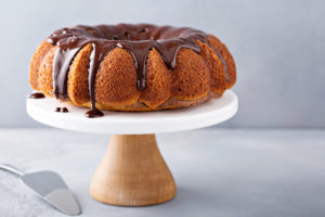 Vanilla Pound cake with chocolate glaze